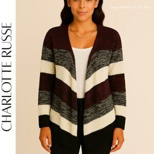 CHARLOTTE RUSSE Striped Acrylic Knit Cardigan, S